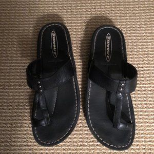 Sideout Leather Sandals Womens Size 9 Black Toe Strap 9M Thongs